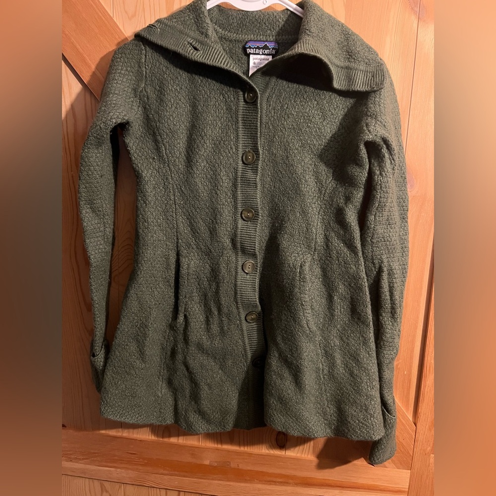Patagonia Forest Green Merino Wool Sweater